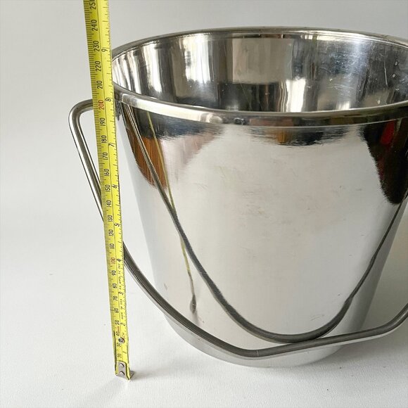 6L Heavy Duty Stainless Steel Round Bucket with Handle for Home Kennel Farm - Picture 4 of 6